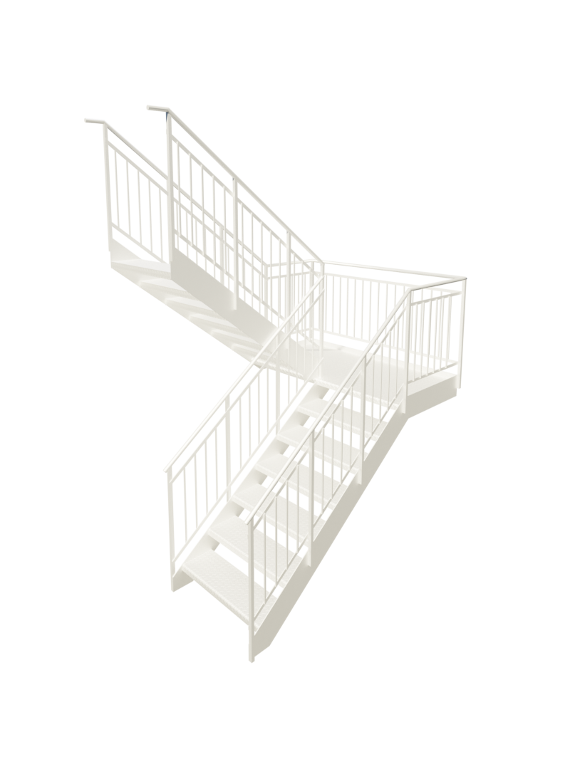Vue d’un escalier arrière en 3D