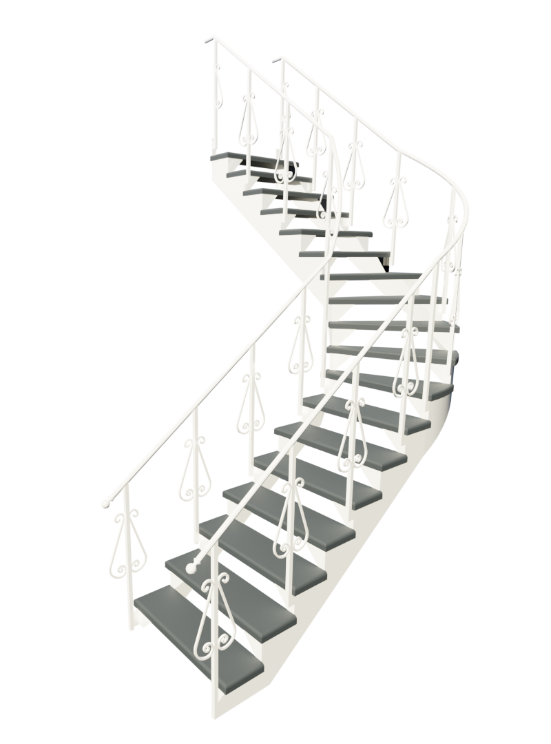 Vue 3D d’un escalier de façade pour accès étage